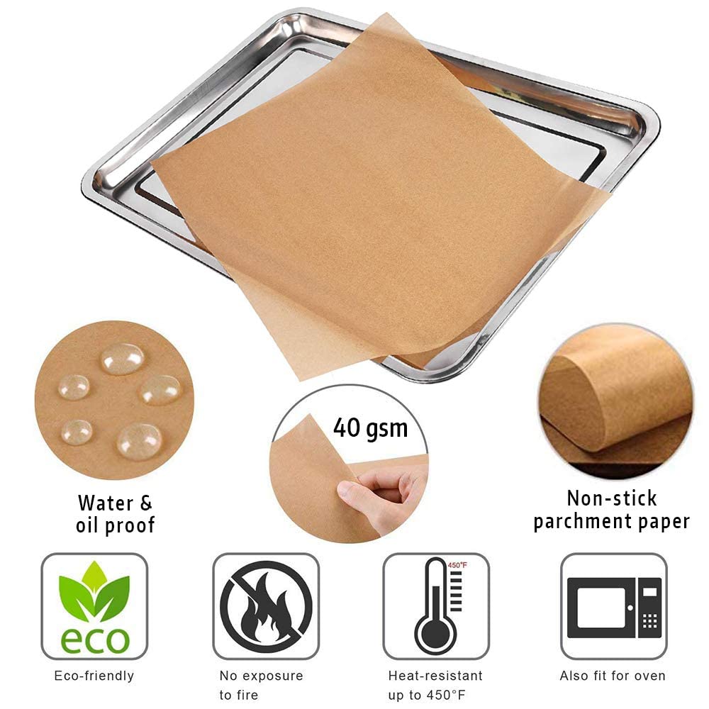 Comfylife 200 Parchment Sheets - No Curl, No Tear, No Burn Baking Paper (10 x 15 inch) - Precut, Unbleached Parchment Paper for Baking & Cooking