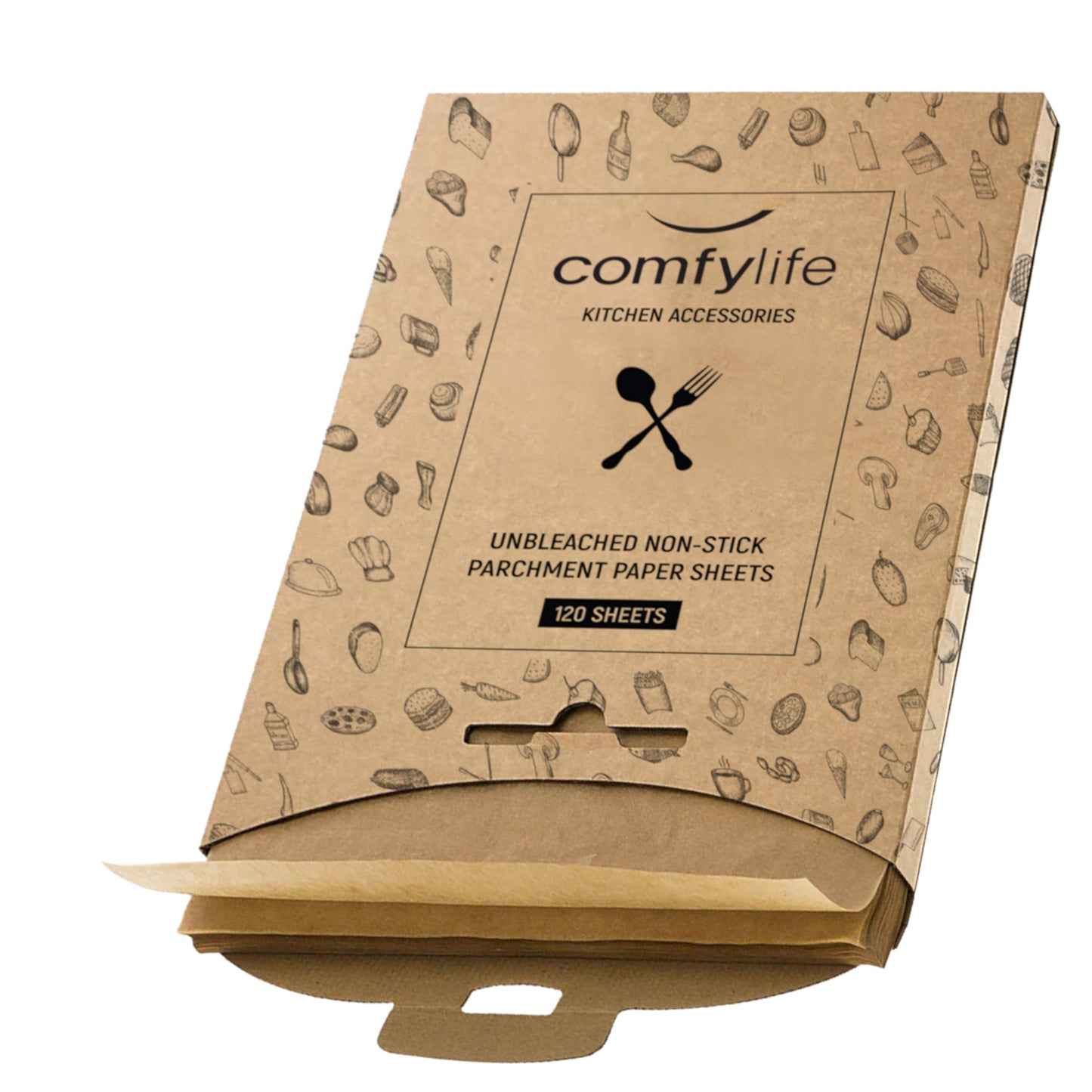 Comfylife 200 Parchment Sheets - No Curl, No Tear, No Burn Baking Paper (10 x 15 inch) - Precut, Unbleached Parchment Paper for Baking & Cooking